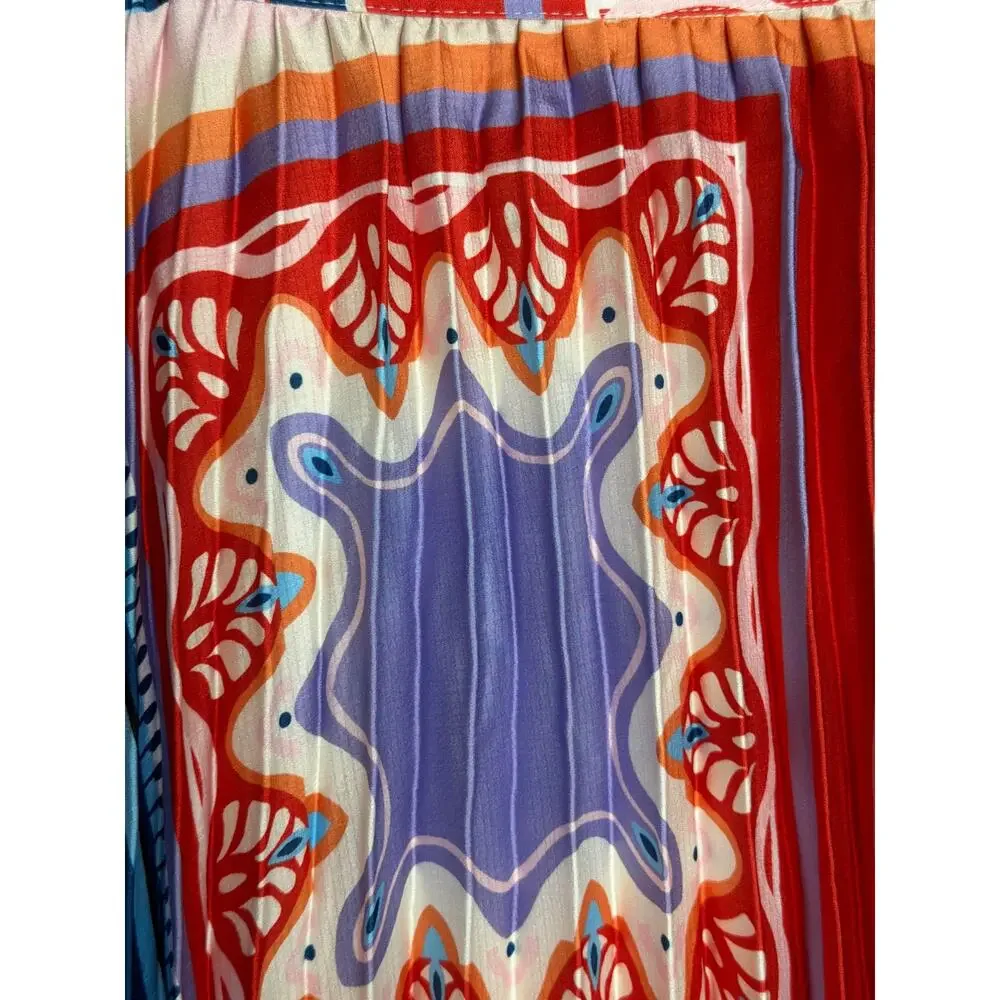 T Tahari Tile Print Skirt Pleated Pull-On Women's XL NEW